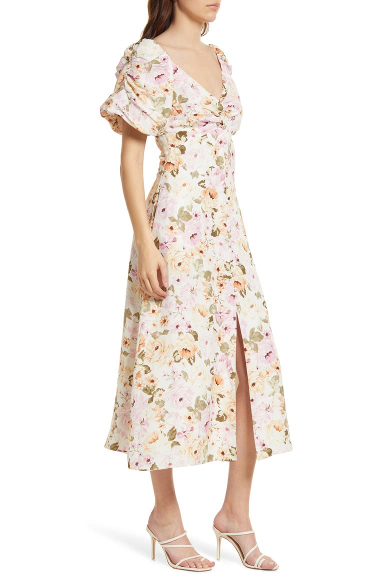 Tilly Twist Front Midi Dress, Alternate, color, BLUSH AIRLIE FLORAL