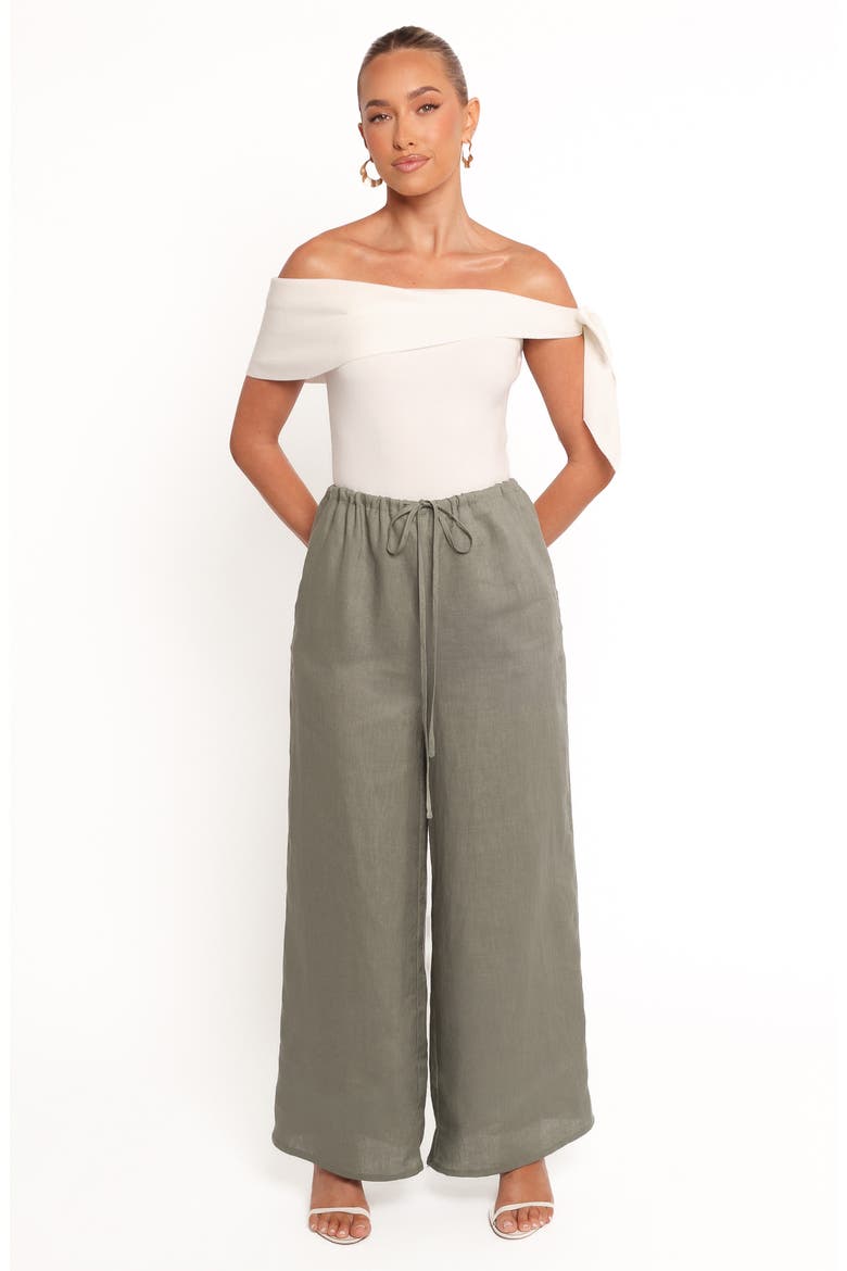 Clairo Linen Drawstring Pants, Alternate, color, OLIVE