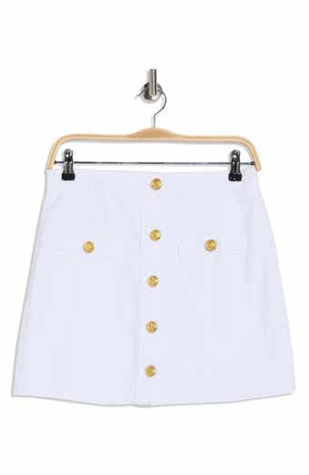 L'AGENCE Kris Button Front Cotton A-Line Miniskirt