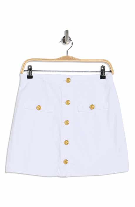 L'AGENCE Kris Button Front Cotton A-Line Miniskirt