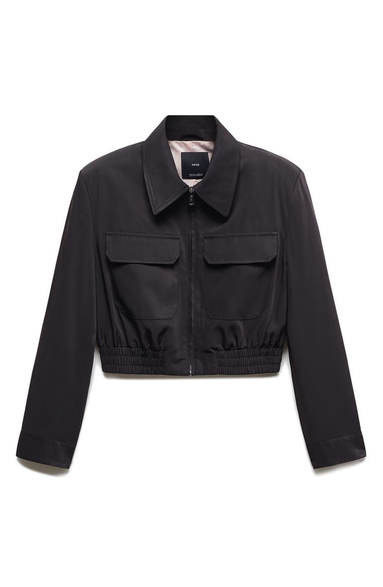 MANGO Insect Zip-Up Crop Bomber Jacket, Alternate, color, 