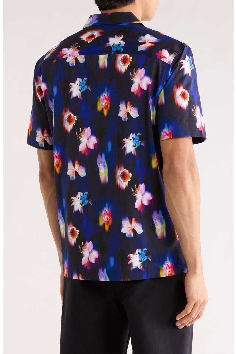 Cole OoohCotton® Woven Print Short Sleeve Button-Up Shirt, Alternate, color, NIGHT BLUE