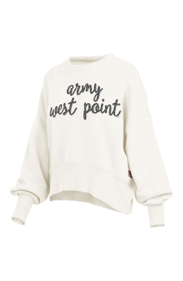PRESSBOX Women
s Pressbox Cream Army Black Knights Oversized Chelsea Waist Length Pullover Sweatshirt, Alternate, color, 