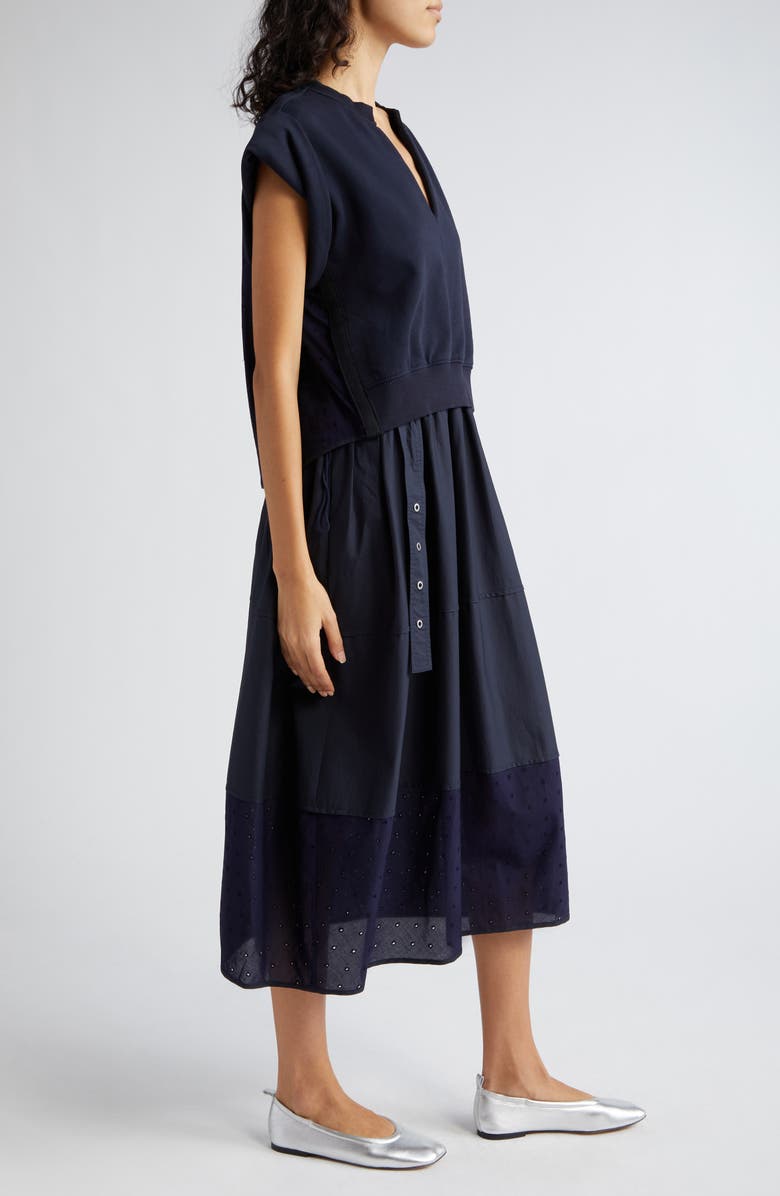 3.1 Phillip Lim Mixed Media Cotton Midi Dress, Alternate, color,
