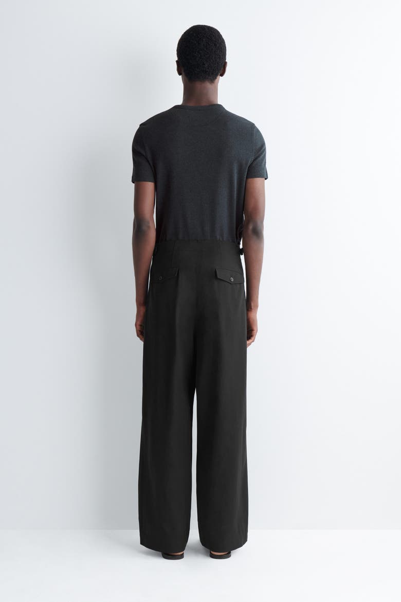 Pocket-detail Relaxed-fit Wide-leg Pants, Alternate, color, BLACK