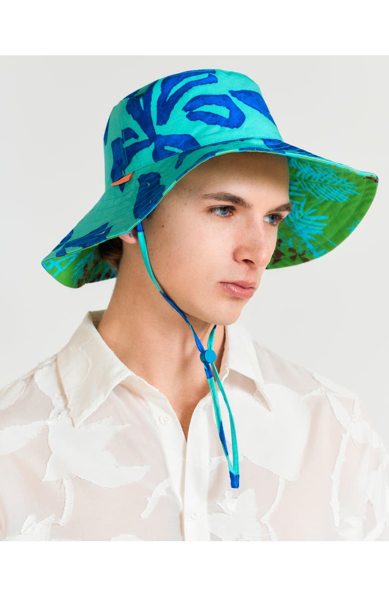 Lost Pattern "Tropical Bliss" Reversible Sun Hat, Alternate, color, Ocean Blue