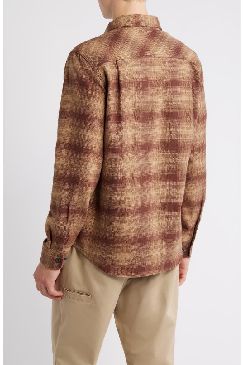 Bowery Plaid Flannel Button-Up Shirt, Alternate, color, CHOCOLATE/ KHAKI