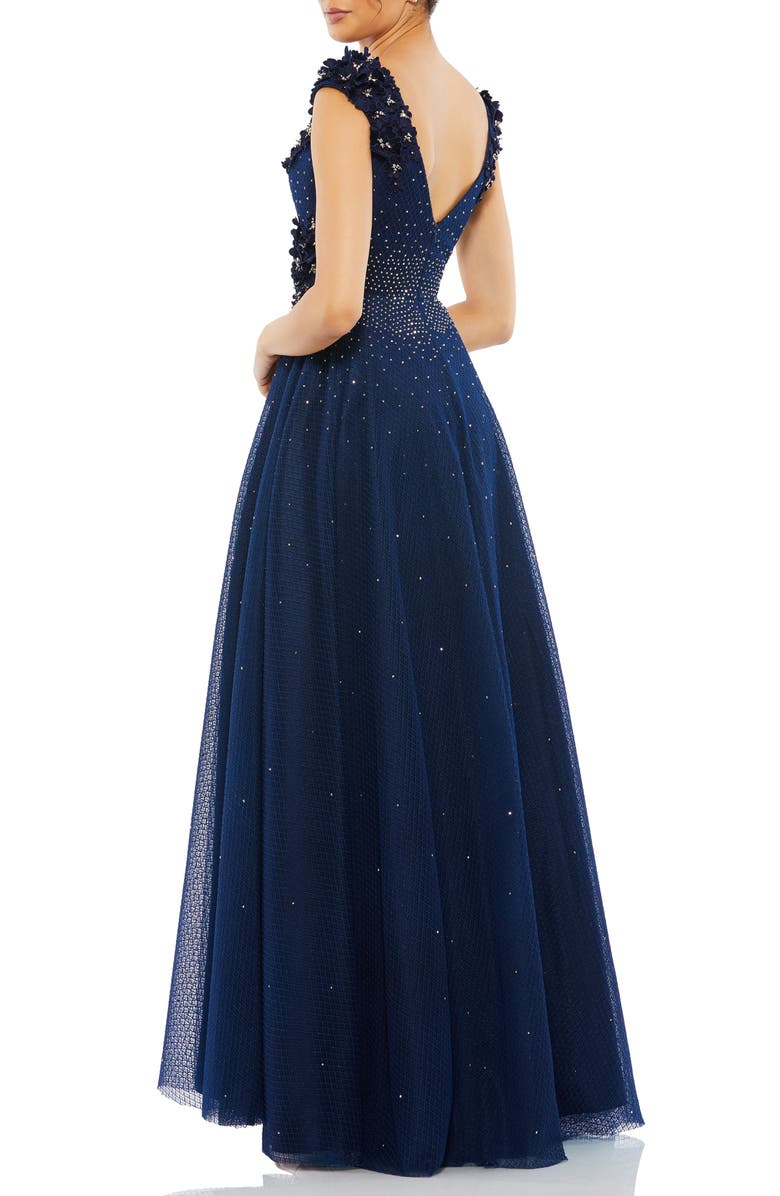 Mac Duggal Floral Appliqué A-Line Gown, Alternate, color, 