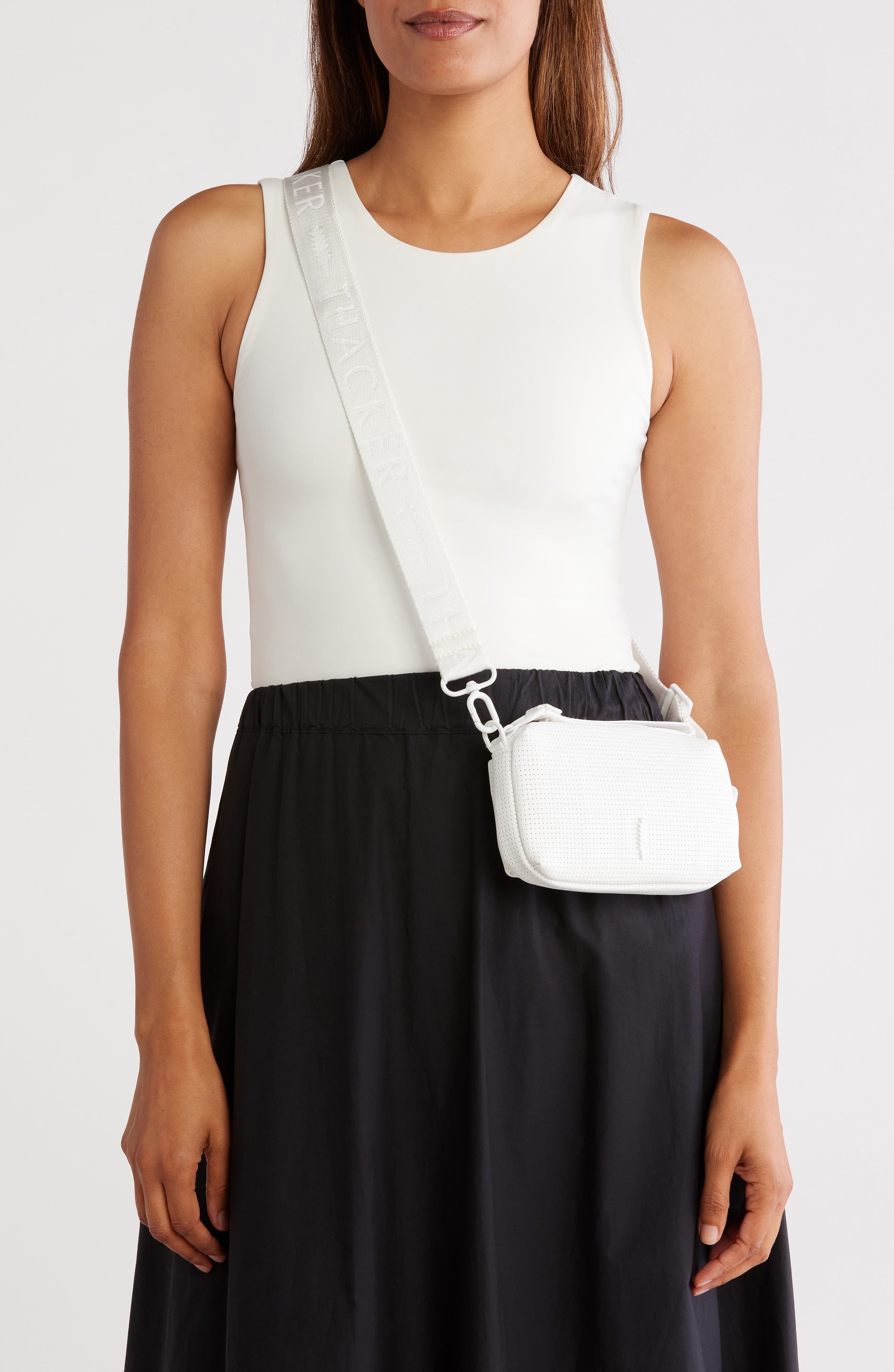 Thacker Ella Phone Zip Crossbody Bag, Alternate, color, White Perf