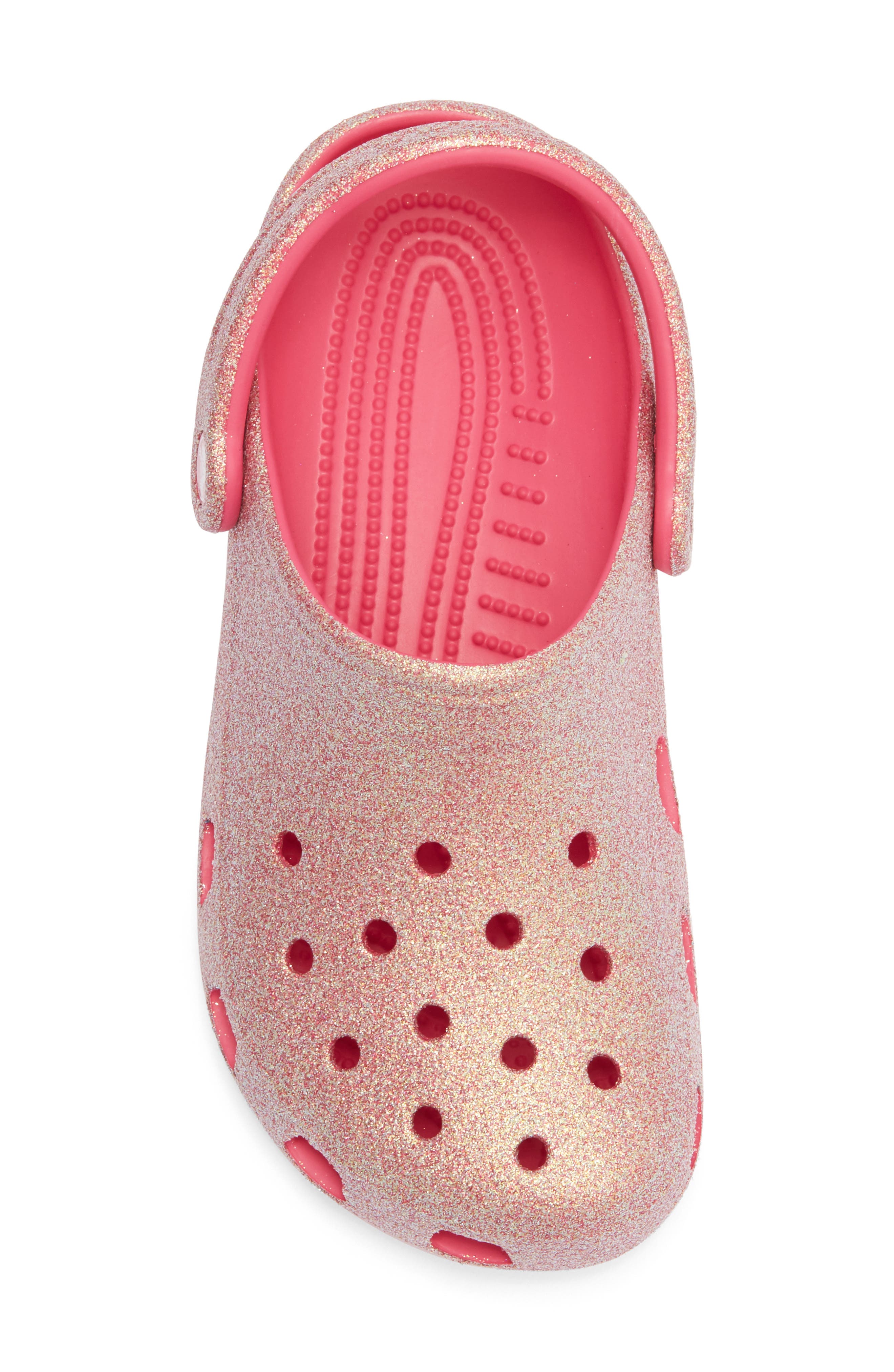 CROCS Kids' Classic Iridescent Glitter Clog, Alternate, color, Dragon Fruit