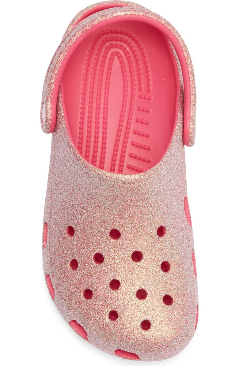 CROCS Kids' Classic Iridescent Glitter Clog, Alternate, color, Dragon Fruit