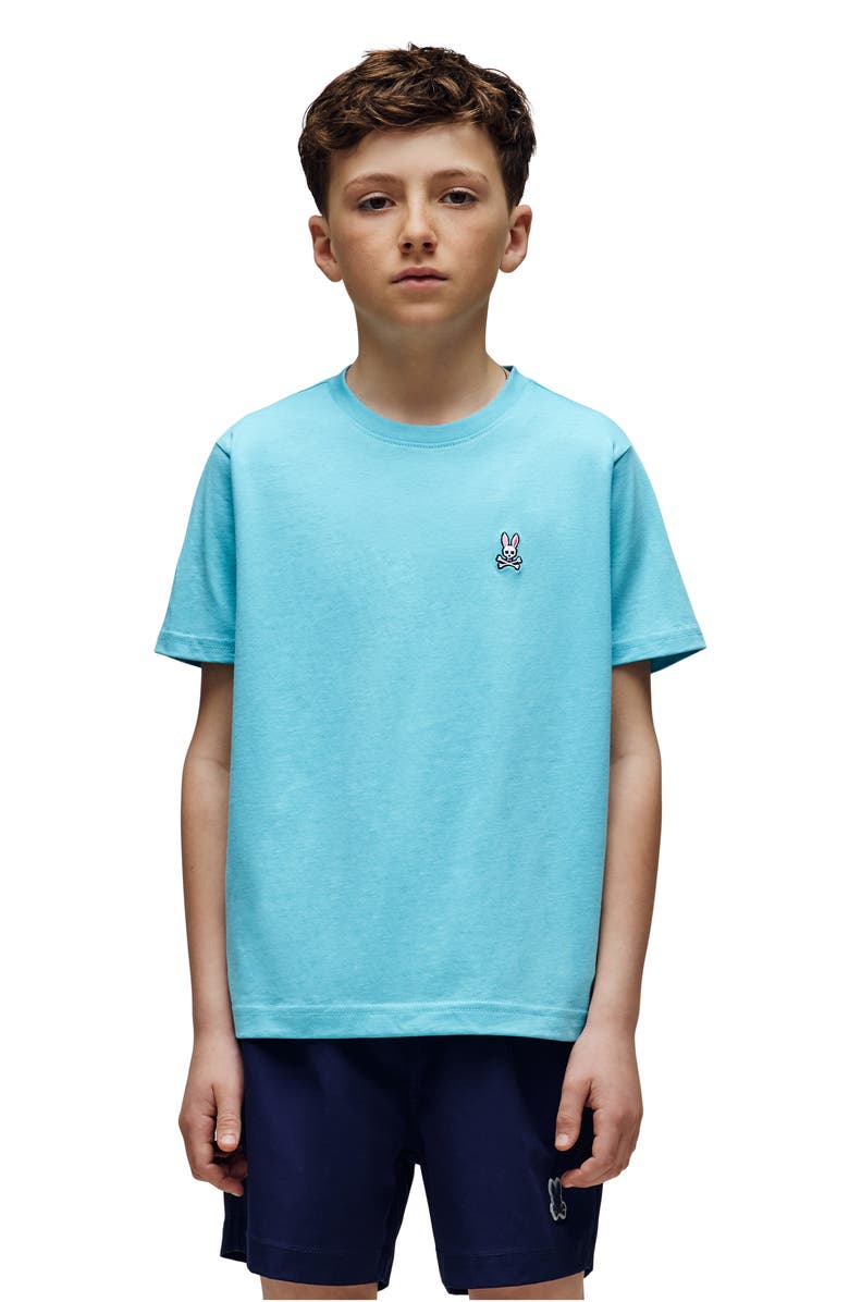 Psycho Bunny Kids' Classic Logo Embroidered Crewneck T-Shirt, Alternate, color, Milky Blue