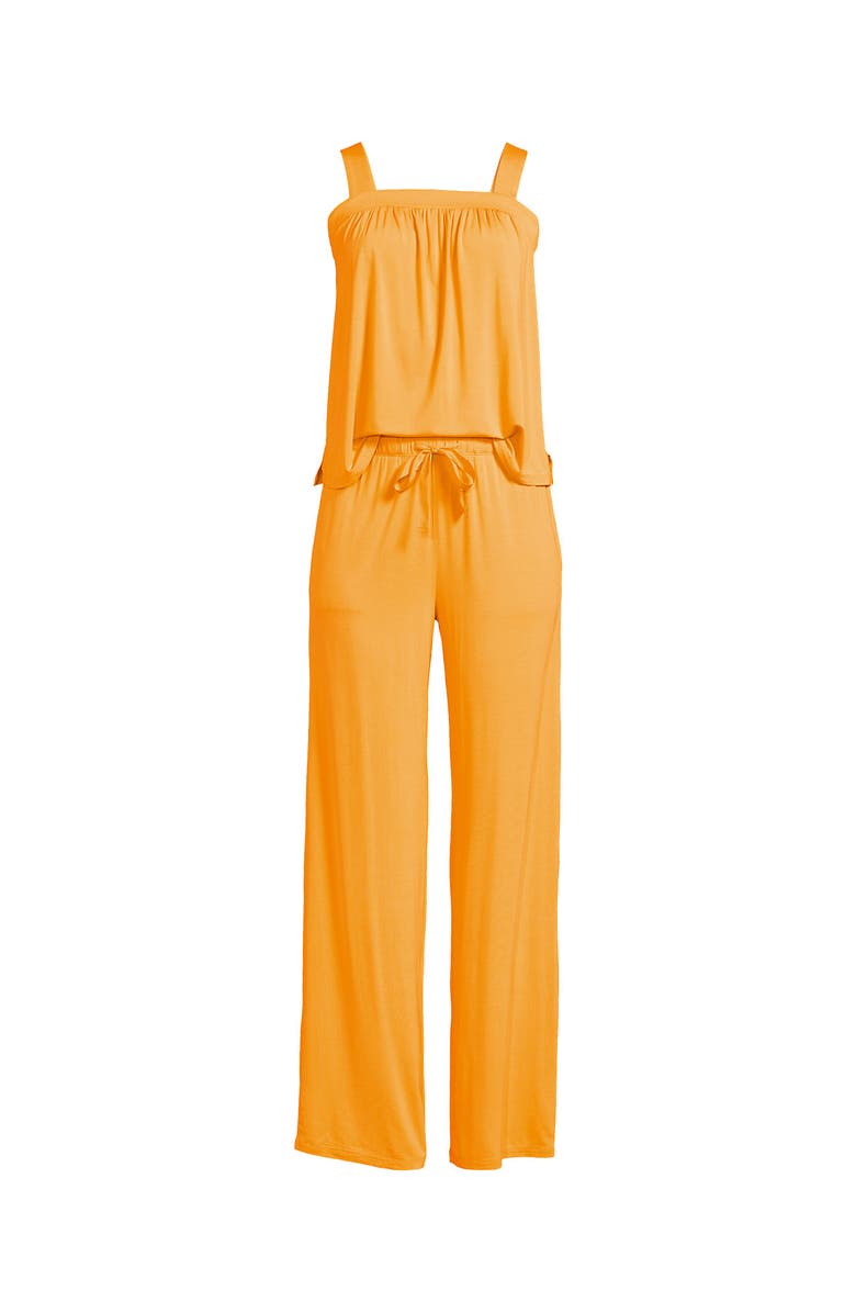 Lands' End Cooling 2 Piece Pajama Set - Sleeveless Square Neck Top and Pants, Alternate, color, Sweet Mango