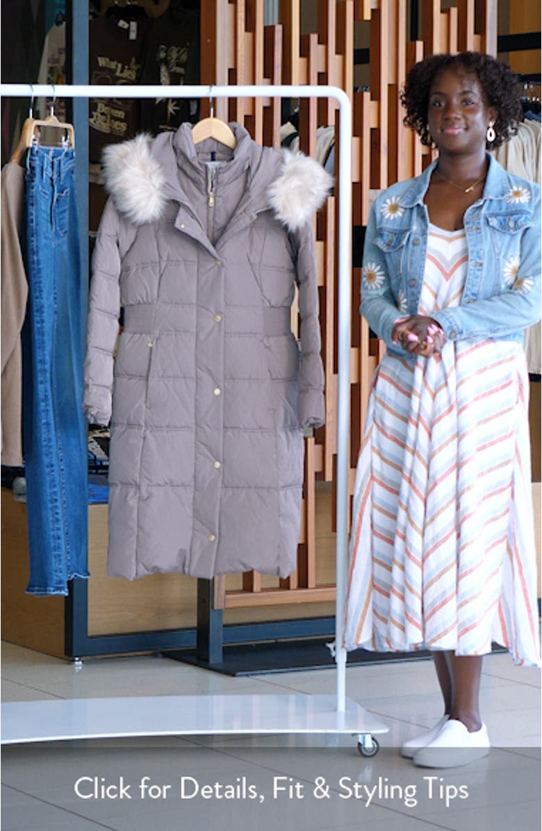 Hooded Puffer Coat with Bib & Faux Fur Trim, sales video thumbnail