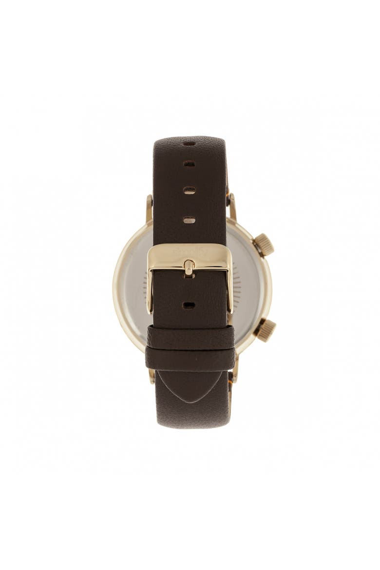 The 3300 Leather-Band Watch, Alternate, color, Dark Brown/Gold