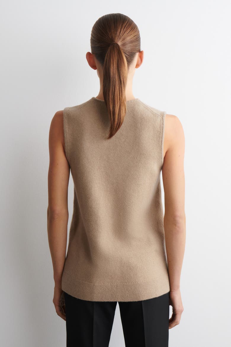 Wool V-Neck Tunic Vest, Alternate, color, BEIGE MÉLANGE