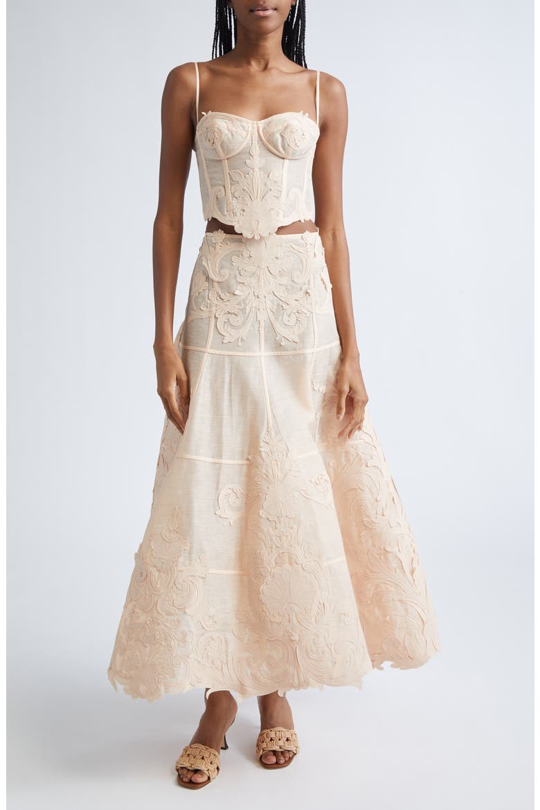 Rebellion Filigree Linen & Silk Camisole, Alternate, color, PEACH