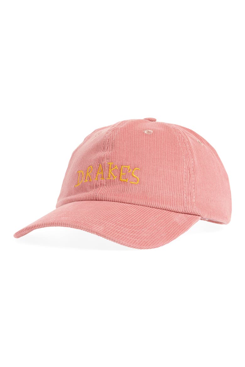 Embroidered Logo Corduroy Baseball Cap, Main, color, PINK