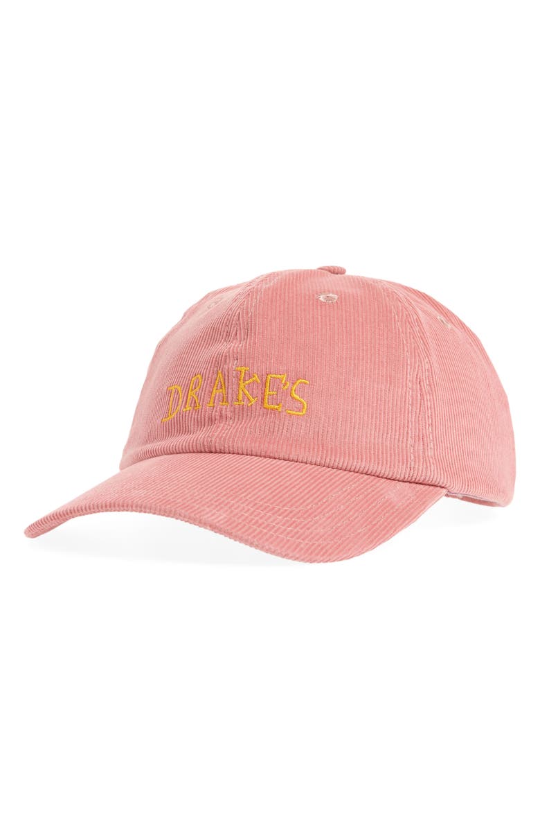 Drake's Embroidered Logo Corduroy Baseball Cap, Main, color, 