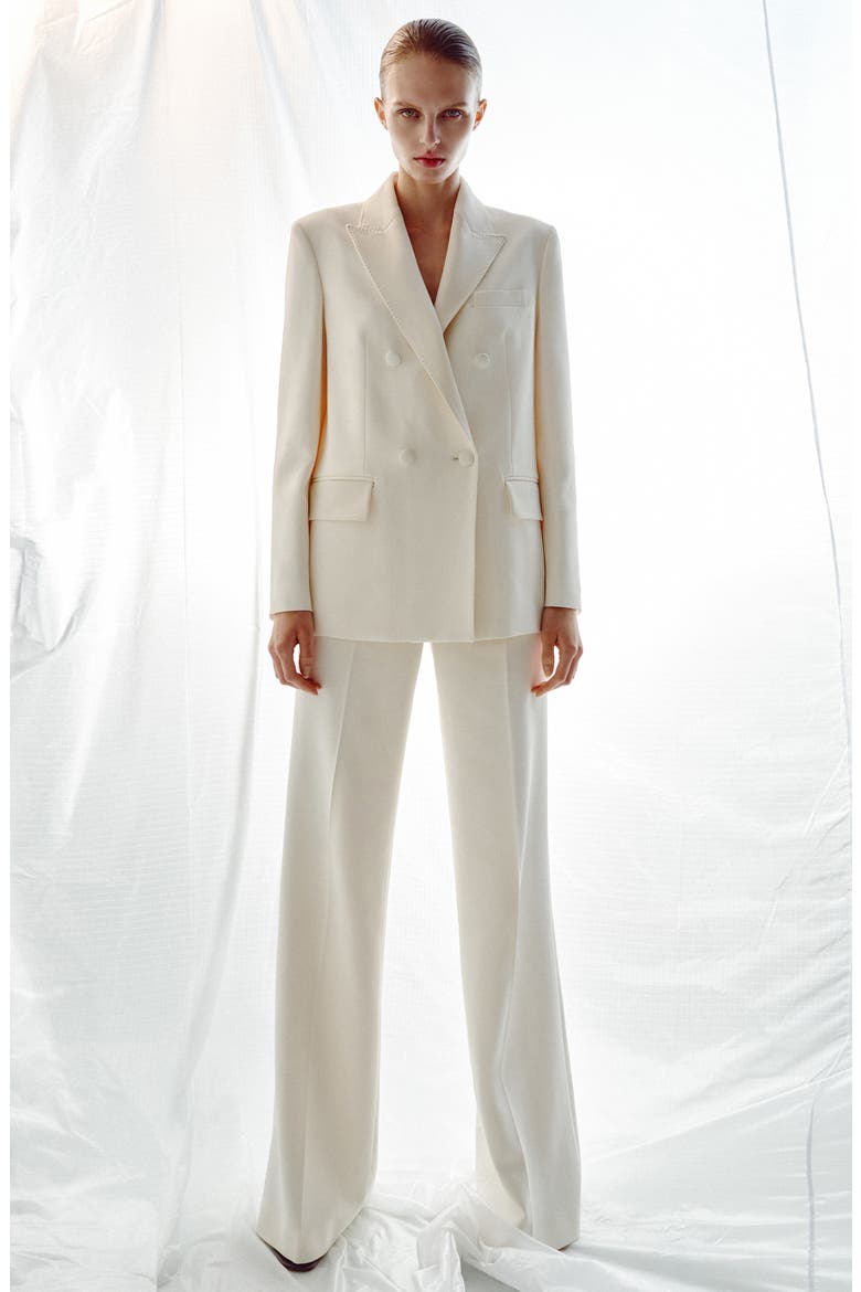 Pickstitch Detail Double Breasted Blazer, Alternate, color, ECRU