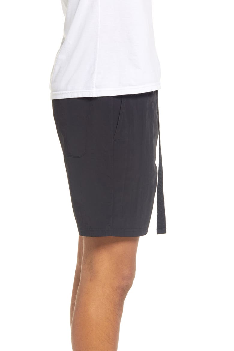 Men's Belted Nylon Shorts, Alternate, color, BLACK
