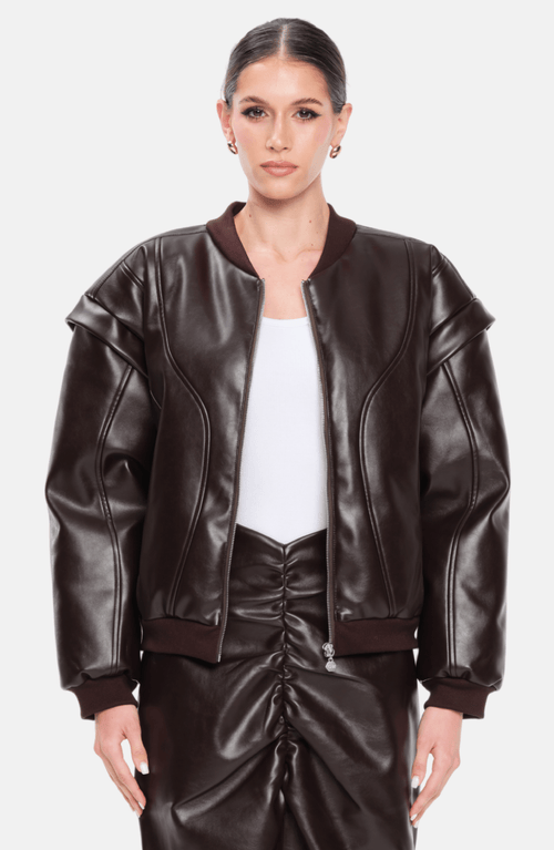 Ow Collection Valentina Bomber Jacket In Brown