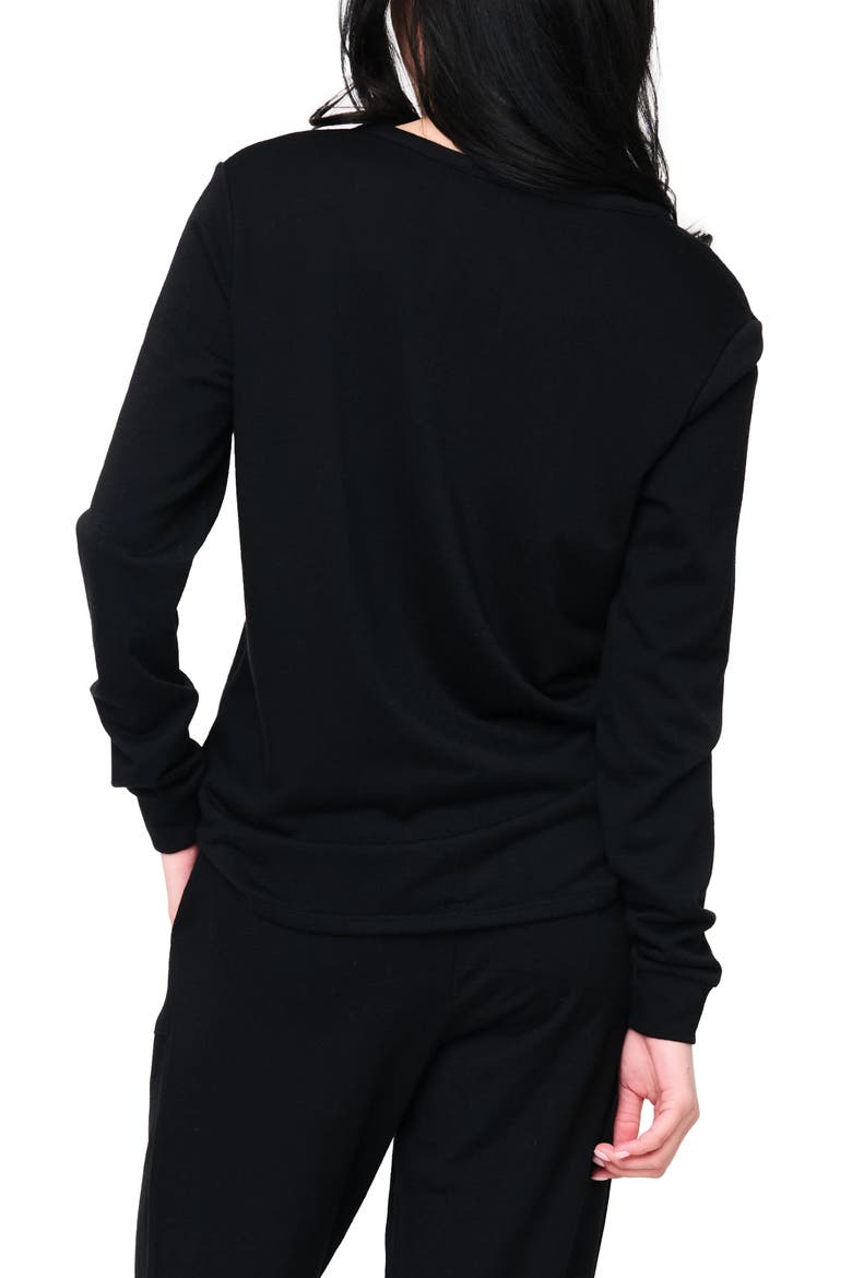 Serene Mornings Henley Top, Alternate, color, BLACK