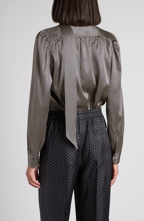 Tom Ford Polka Dot Stretch Silk Lavalliere Button-up Shirt In Gray