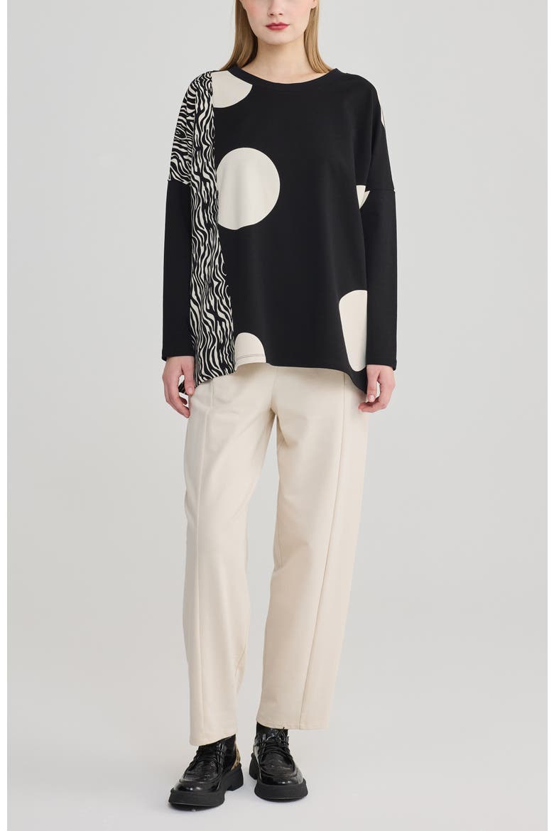 Saga Mixed Printed Top, Alternate, color, Black