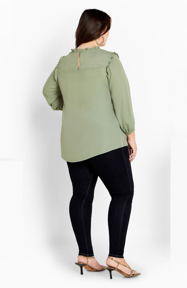 City Chic Katie Lace Yoke Top, Alternate, color, Sage