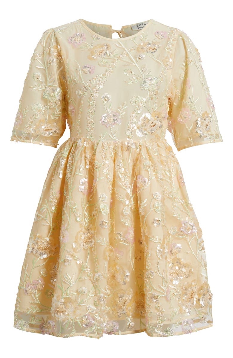 Sister Jane Sunrise Sequin Embellished Babydoll Dress, Alternate, color, Beige