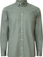 AllSaints Hawthorne Solid Stretch Cotton Button-Up Shirt