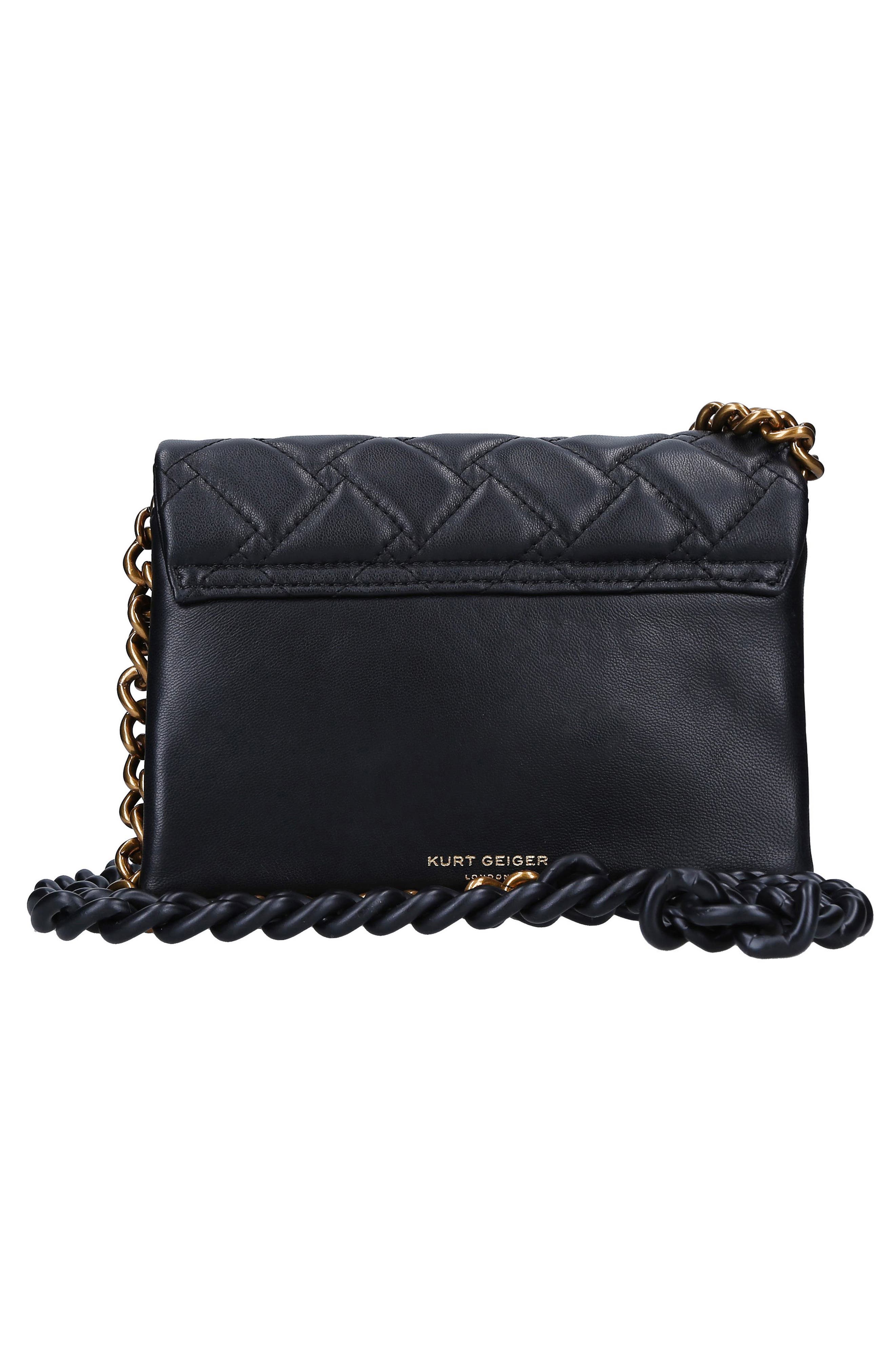 Kurt Geiger London Mini Kensington Quilted Leather Crossbody Bag, Alternate, color, Charcoal