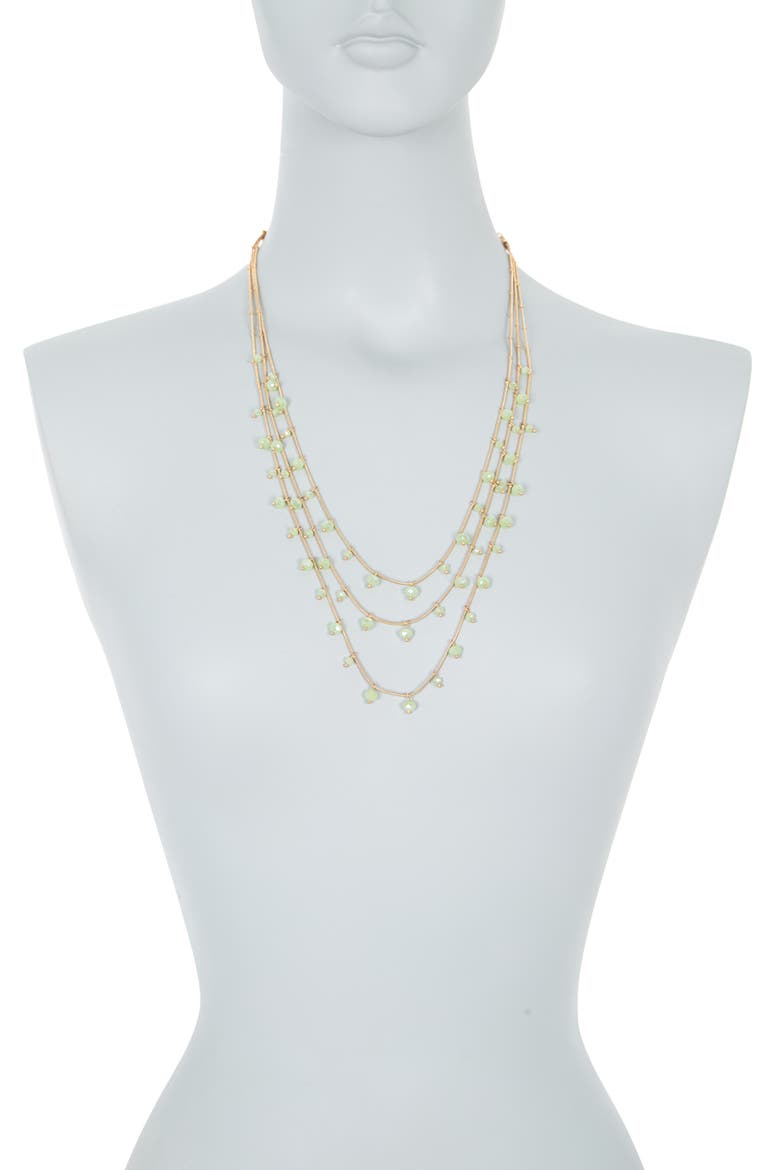 Multi Beaded Layered Necklace, Alternate, color, GREEN- GOLD