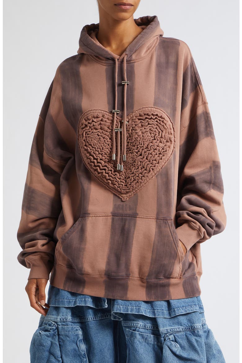 Soft Heart Oversize Fleece Hoodie, Main, color, EARTH STRIPE