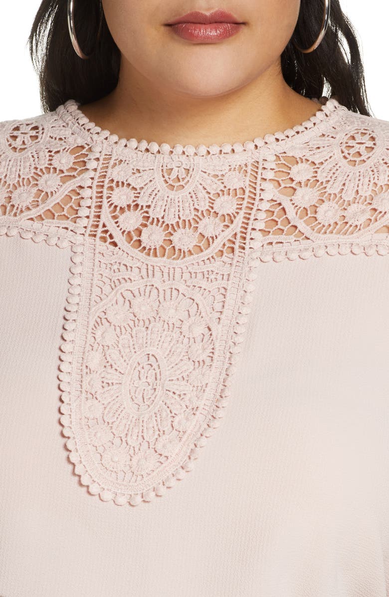 Halogen<sup>®</sup> Embroidered Lace Yoke Blouse, Alternate, color,
