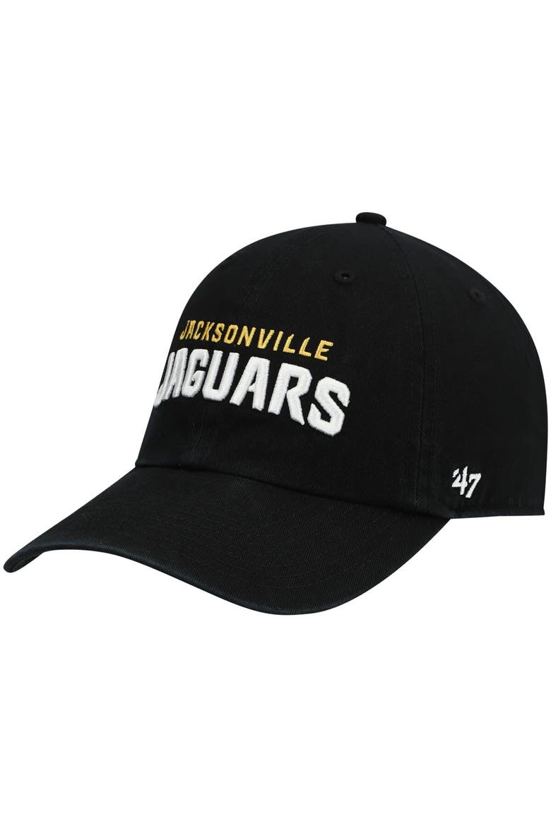 Men's '47 Black Jacksonville Jaguars Clean Up Script Adjustable Hat, Main, color, Black