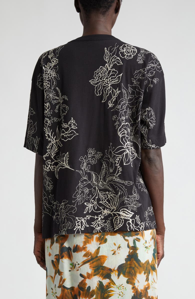 Dries Van Noten Hevent Floral Embroidered T-Shirt, Alternate, color, 