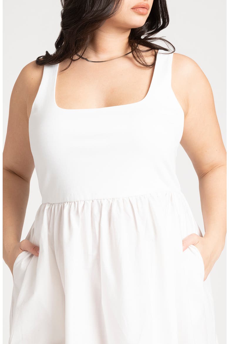 Mixed Media Midi Tank Dress, Alternate, color, WHITE