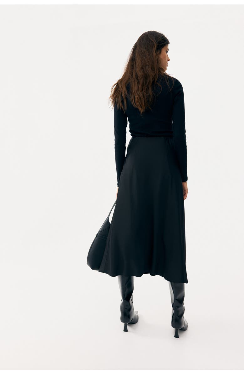 H&M Mama Satin Slip Skirt, Alternate, color, Black
