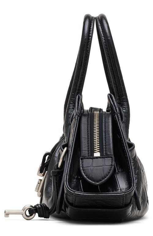 Marc Jacobs The Croc Embossed Cristina Small Satchel In Black