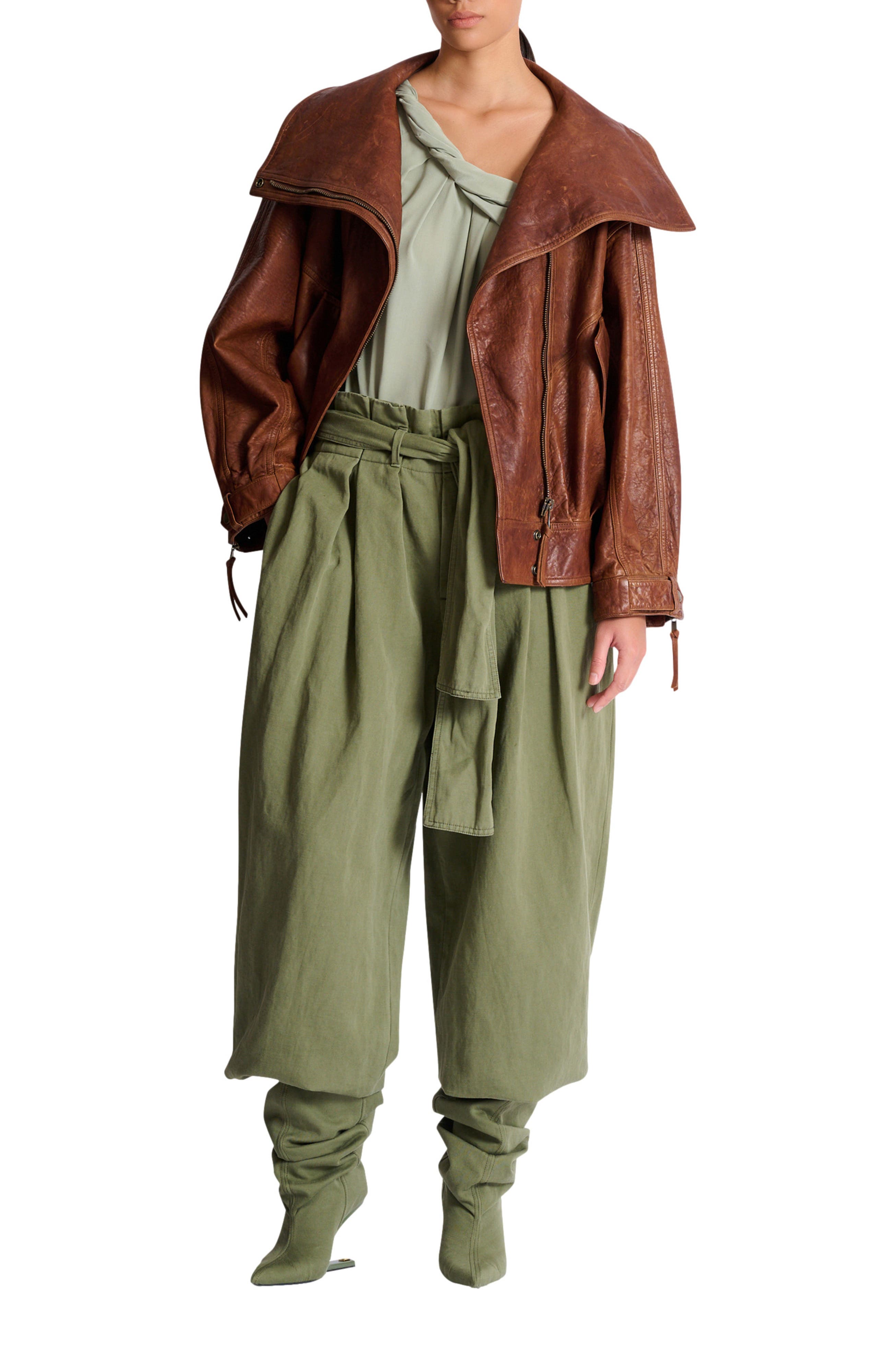 Twill high-waisted trousers - image 2