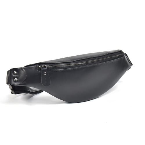 Steel Horse Leather Sigrid Smooth Black Leather Waist Bag | Smooth Black Leather Fanny Pack