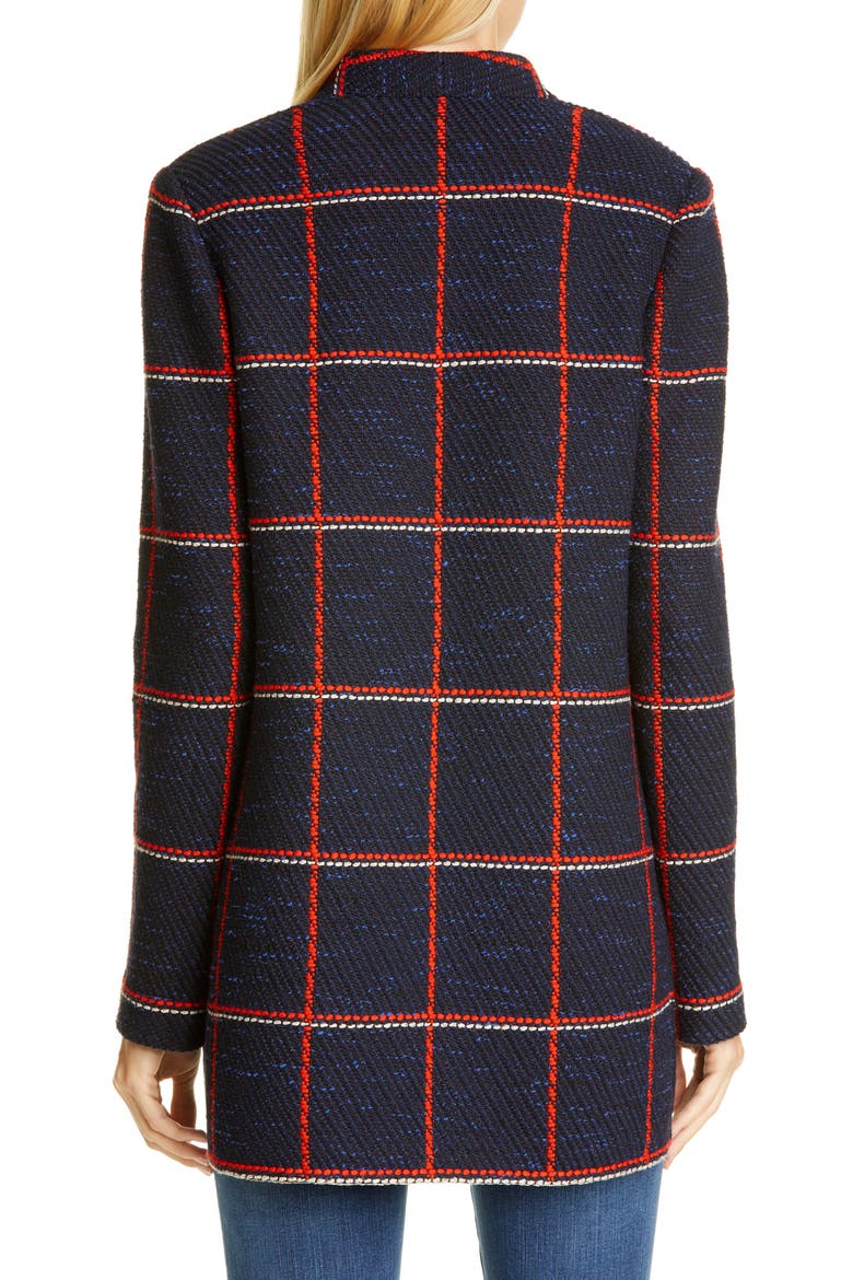 Maritime Plaid Knit High/Low Jacket, Alternate, color, NAVY/ GERANIUM MULTI
