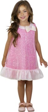 Mia Belle Girls Girls Glittery  Bow Sequin Ruffle Dress
