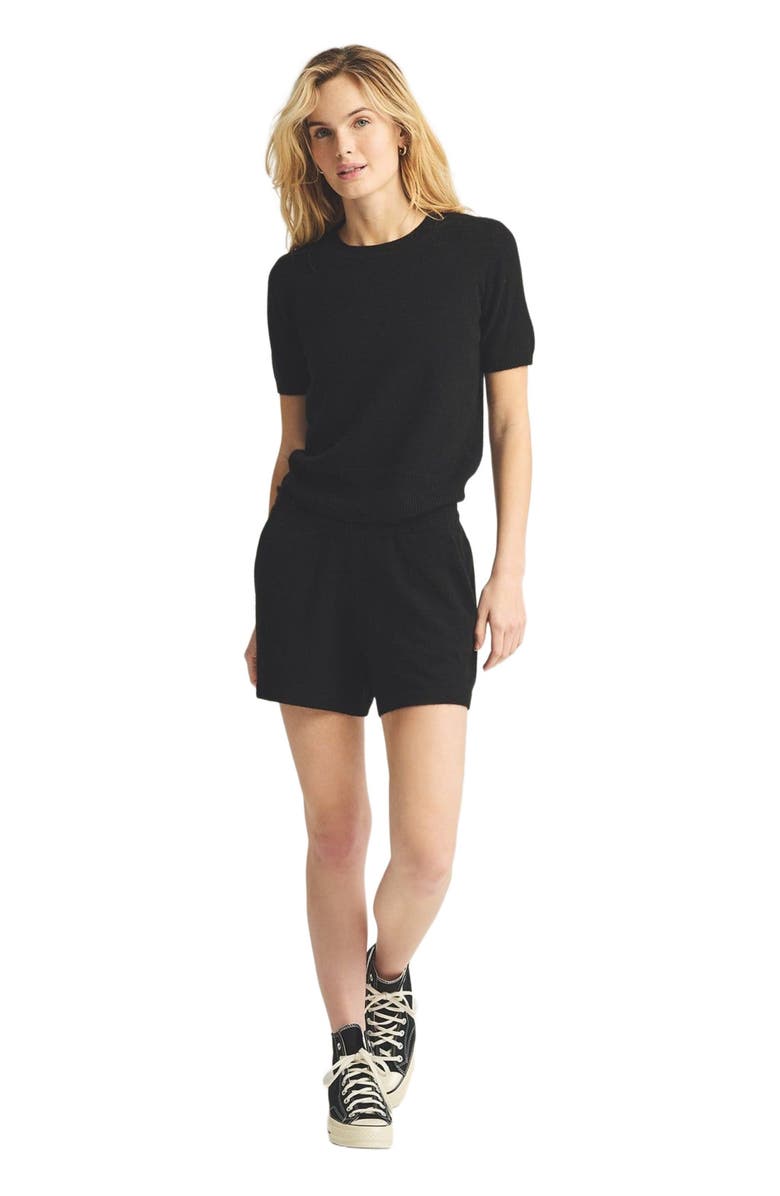 NAADAM Lightweight Cashmere Short Sleeve Sweater, Alternate, color, Black