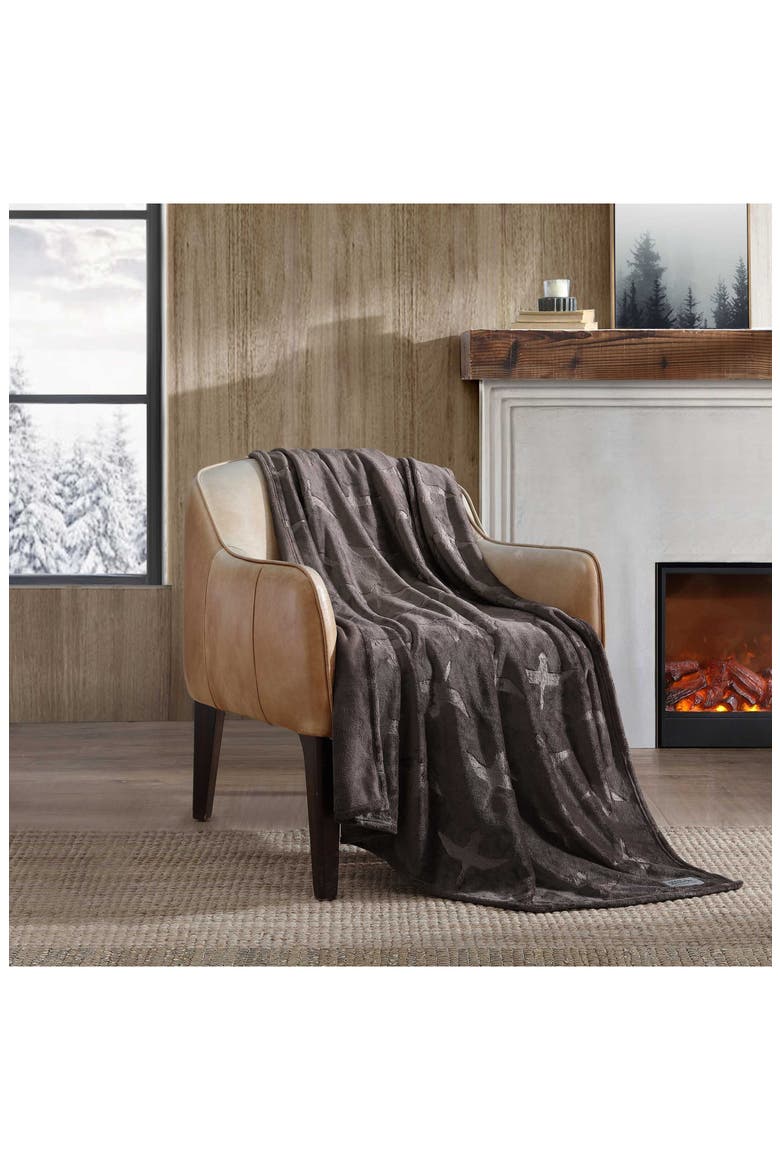 Geese Throw Blanket, Alternate, color, DARK BROWN