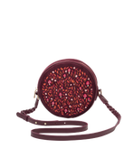 Fable England Magical Mushroom Embroidered Burgundy Velvet Circle Bag