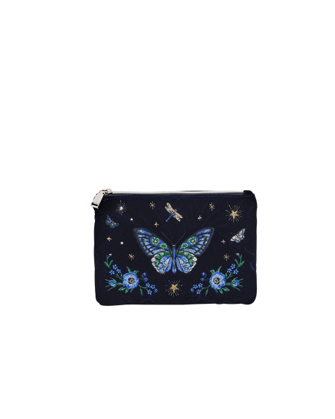 Butterfly Embroidered Velvet Pouch