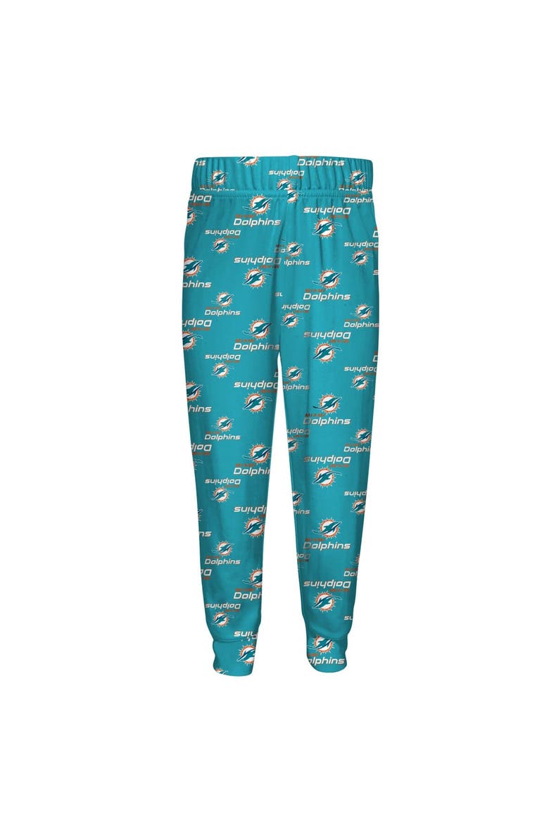 Youth Outerstuff Aqua Miami Dolphins All-Over-Print Long Sleeve T-Shirt and Pants Sleep Set, Alternate, color, Aqua